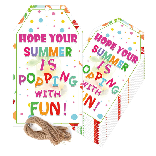 I Hope Your Summer is Poppingwith Fun Name Tags Stickers 2 x 3.5 Inch - Hope Your Summer is Bubbling with Fun Hello Summer Tags End of School Year Cads for Envelope Party Favors 50 Pack (Popping) Popping