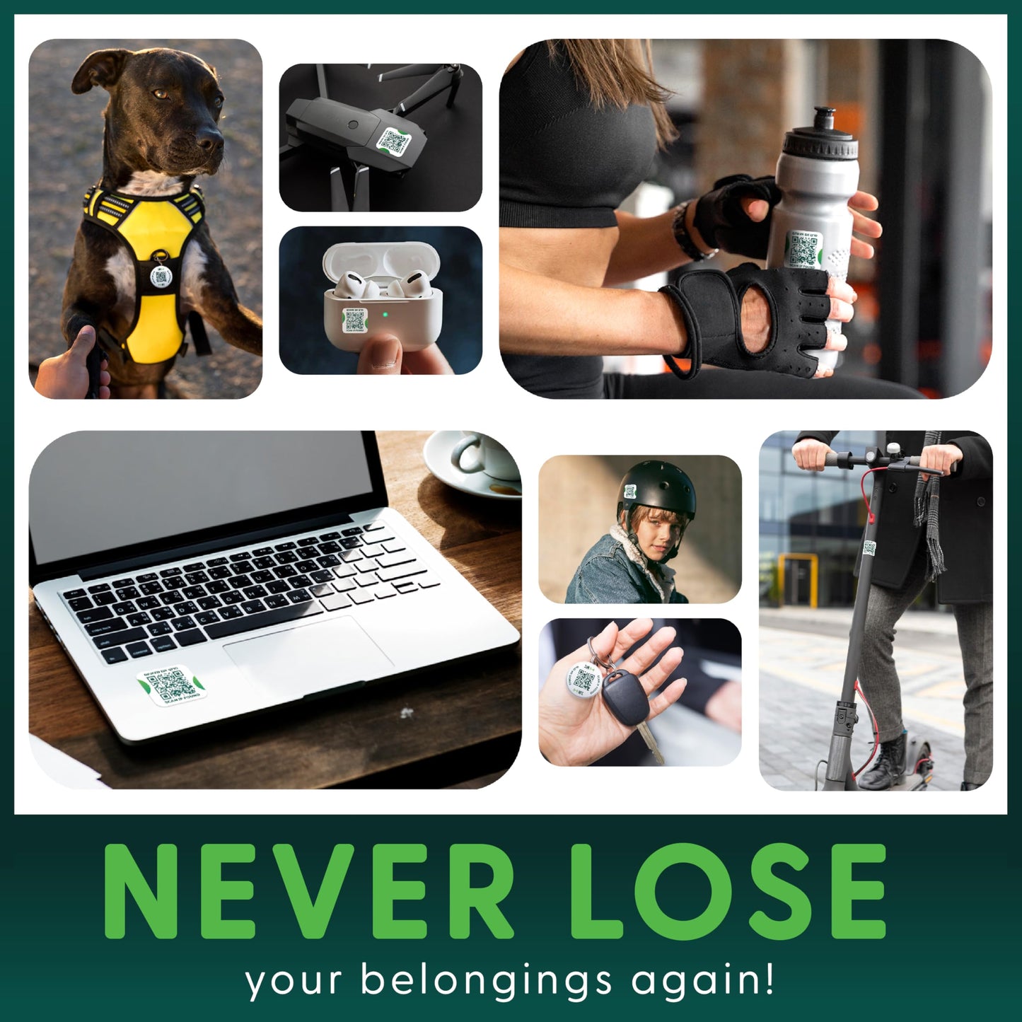 Custom QR Code Stickers - Lost & Found Labels for Storage Bins, Totes, and Organization - Durable Smart Labels for Inventory Tracking and Moving - 24 Unique QR Codes