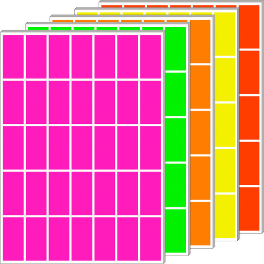700 PCS Fluorescent Color Coding Stickers 1.57 x 0.75 Inch Rectangle in 5 Colors writable Colored Labells Sticker for Inventory and Home Organize, File Classification