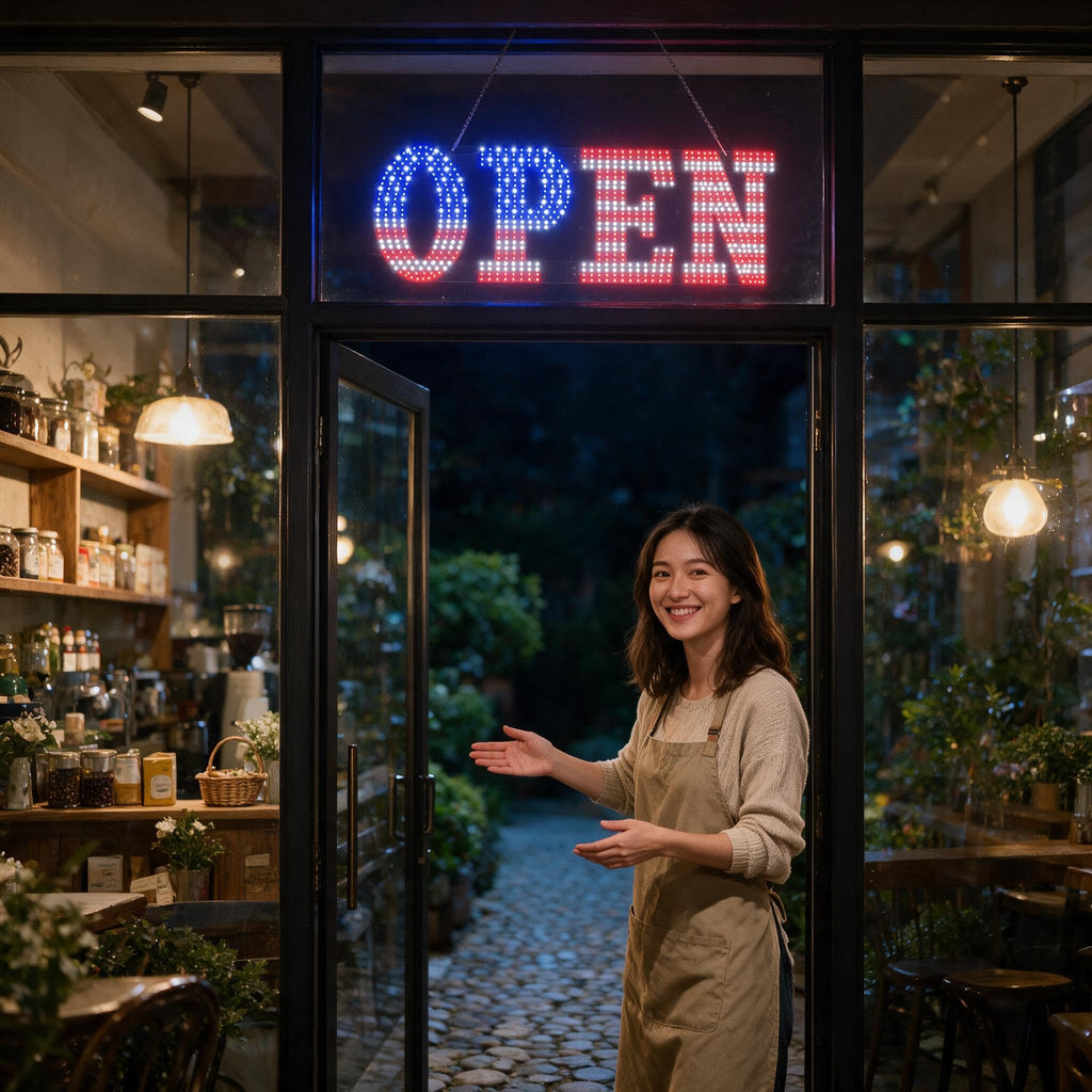 LED Open Signs for Business, HETAIJIE 30" x 10" Large super Bright LED open Sign, Dimmable US Flag Design Storefront Display, 12 Modes Flashing for Shop Bar Cafes Window (High Brightness) 30*10inch
