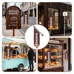 Farm Stand Bakery Flag with Pole Kit – 42x12 Inch Double-Sided Heavy Duty Canvas Banner for Outdoor Cake Shop, Business Sign, Storefront Advertising Decoration(Brown) Brown