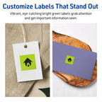 Avery Printable Square Labels, Sure Feed Technology, 1" x 1", Bright Green Labels, Print-to-The-Edge, Laser/Inkjet Printable, 1,920 Total, Great for Soaps and QR Codes 1,920 labels