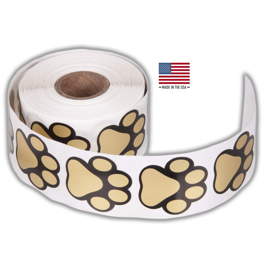 Paw Prints Animal Stickers- 500 1.5" Labels, Dog Paw Prints for Kids, Parties, Vets, Kennels, and Mailing. Made in The USA by Kenco (Gold FOIL Paws) Gold Foil Paws