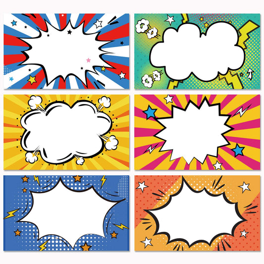 200 Superhero Name Tags Labels Perforation Line Design for School Office Home Stickers, Birthday Party Supplies School, for Students or Teachers Supply, 6 Designs.