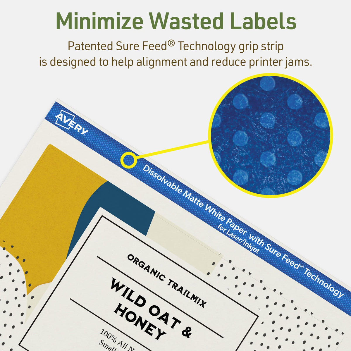 Avery Dissolvable Rectangle Labels, Sure Feed Technology, 4.75" x 7.75", Matte White, Print-to-The-Edge, Laser/Inkjet Printable, 50 Labels Total