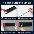 Office Door Sign with 7-Zone Sliding Design 13 Status Black