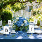 Floral Wedding Table Numbers 1-20 with 20PCS Gold Table Card Holders Something Blue Before I Do Bridal Shower Decorations Blue Hydrangea Tables Number Cards for Wedding Bridal Shower Reception