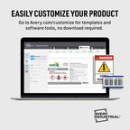 Avery Printable Warning Signs, 5" x 7", Water/Chemical Resistant, 30 Removable Labels (61511) 5" x 7" White