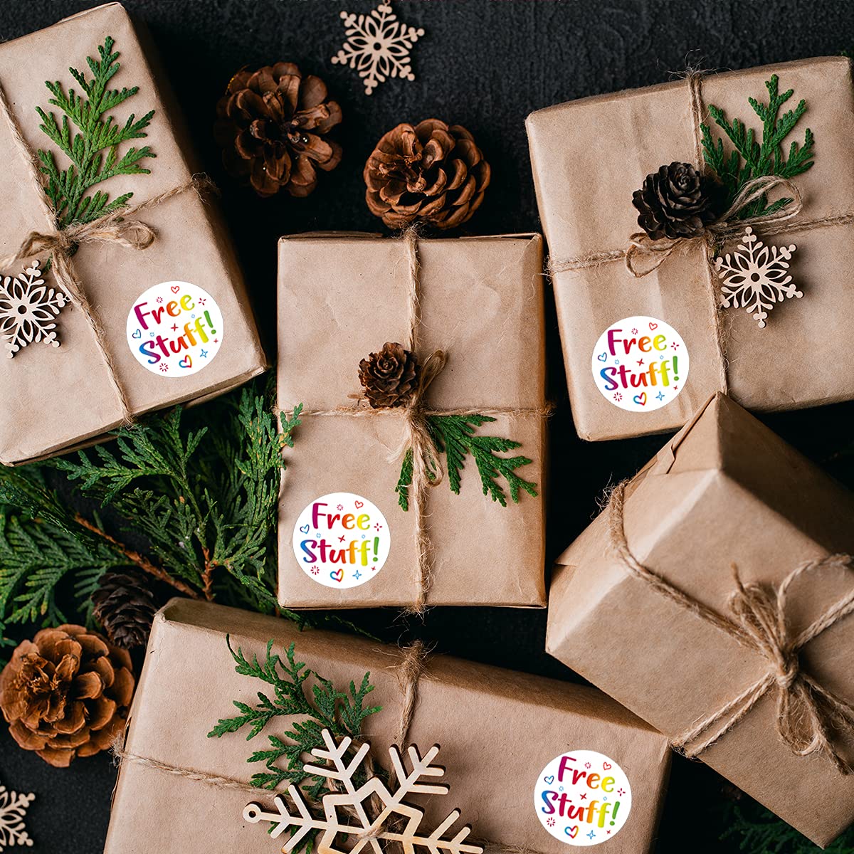 Littlefa 1.5" Cute Stuff Business Stickers, Thank You Sticker, Small Business Stickers for Gift Bags Packaging 500 PCS Free Stuff