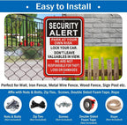 Security Alert Sign Park At Your Own Risk Lock Your Car & Don't Leave Valuables Not Responsible For Theft/Loss/Damages Signs 12x18" For Parking Lot, Business Red / Black / White Señal de Alerta de Seguridad 2 Pack