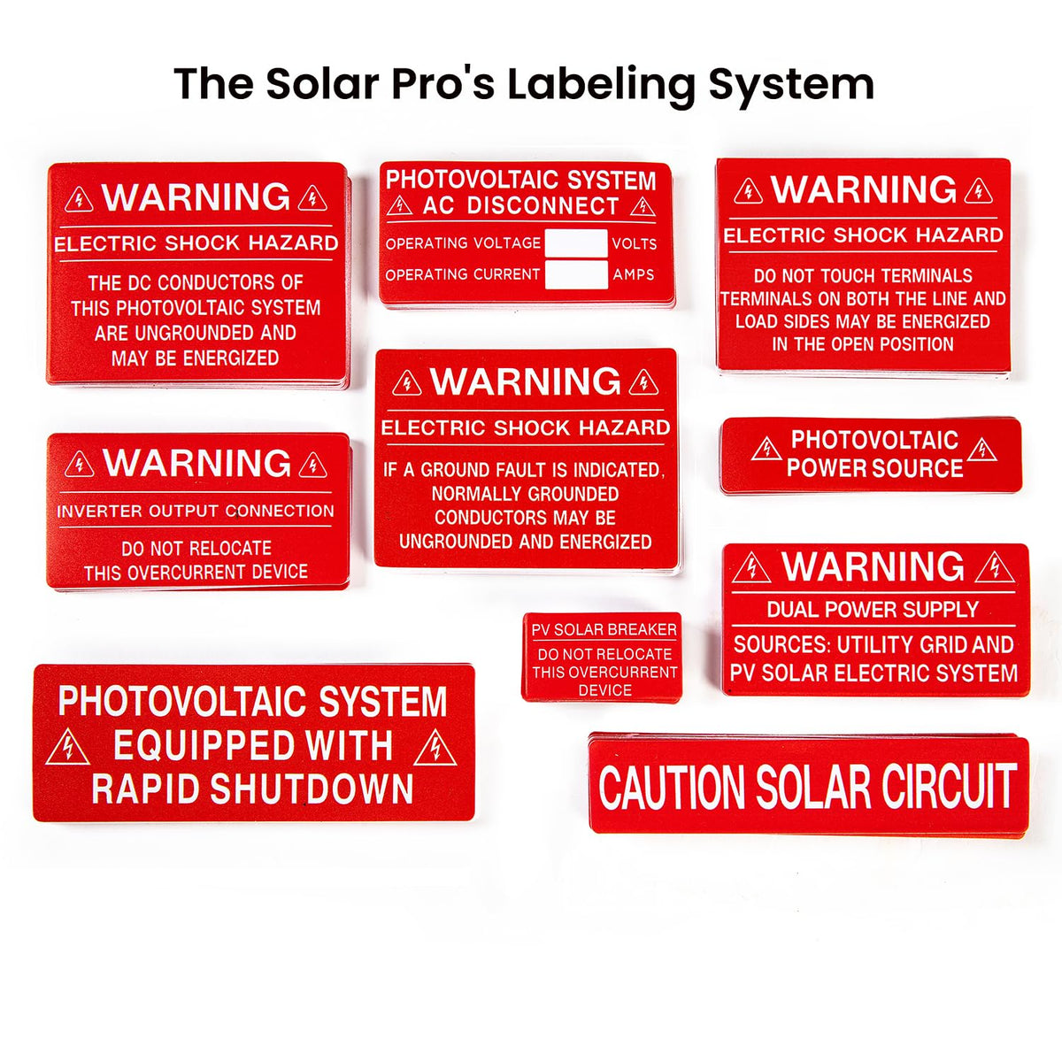30PCS Solar Breaker Lockout Labels, Do Not Relocate Warning Stickers for PV Systems | UV Resistant & Weatherproof | Code Compliant Overcurrent Device Markers