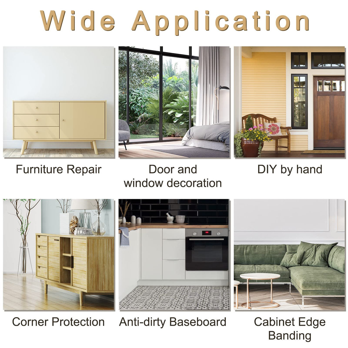uxcell Wood Grain Tape, 4.72" x16 Ft Wall Paper Border Sticker Self-Adhesive Wood Grain Repair Patch with Scraper for Wall Corner Table Door Sofa Furniture Home Decor (Grey) 4.72"x16Ft Grey