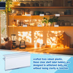 Kathfly 50 Pcs Shelf Label Holder 1.25" x 2.5" Clear PVC Clips, 3/4" Thick