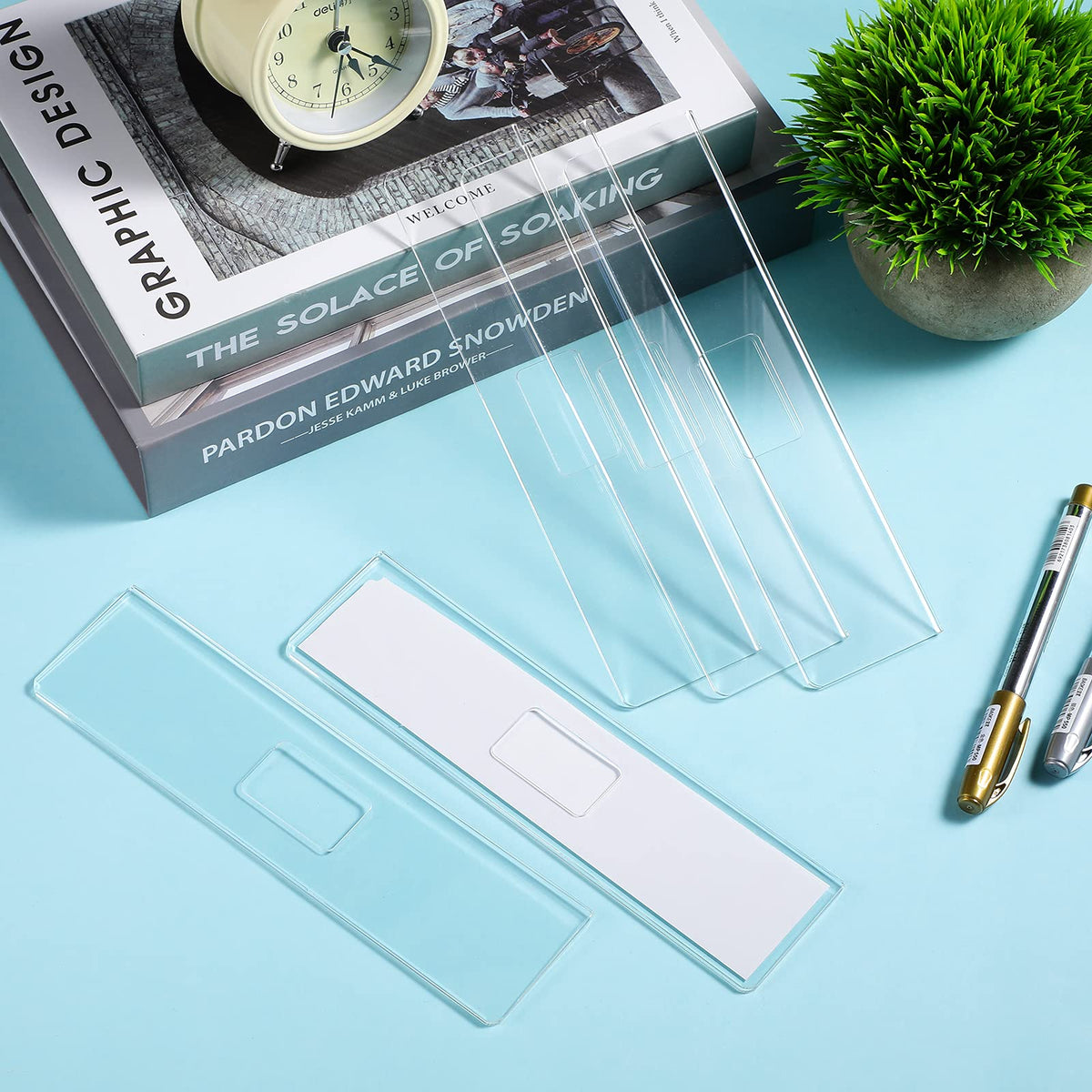 Jetec 15 Acrylic Wall Name Plate Holder Clear Door Plate with Adhesive Tape