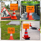 Geetery 6 Pcs Blank Traffic Cone Signs, 10.4"x12.6" Write-on Sign, Orange