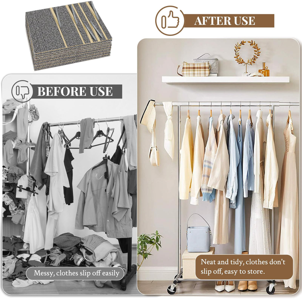 200Pcs Foam Strips with Adhesive for Clothes Hangers, Non-Slip Foam Tape Hanger Grips Self Sticking Self-Adhesive Foam Strips (3.4 X 0.27 in) 3.4 X 0.27 in