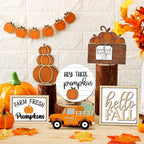 Maitys 14 Pcs Fall Tiered Tray Decoration Set Autumn Decor,Warm Style Warm Style