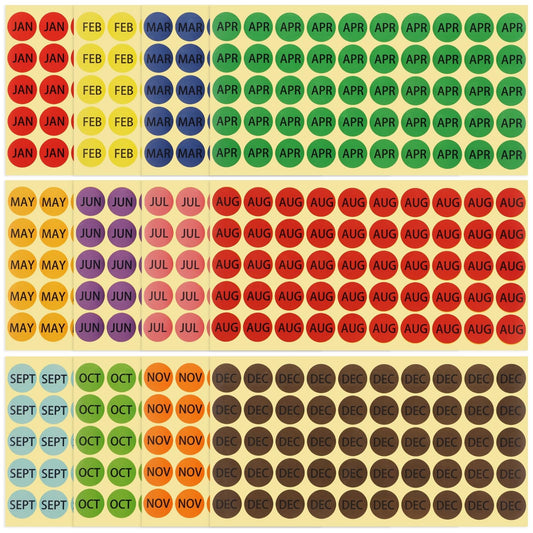 OMISTAR 4800 Pcs Month Stickers, 12 Months of The Year, Round Color Coding Stickers, Self-Adhesive Planner Labels, 50 Labels Per Sheet (96 Sheets)