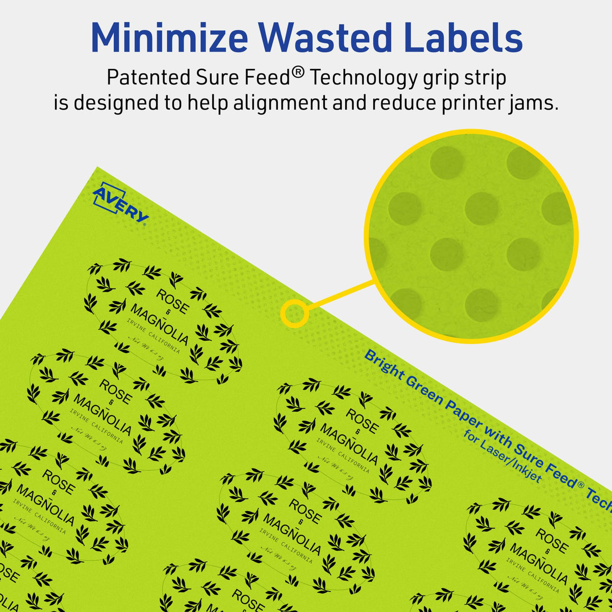 Avery® Printable Oval Labels, Sure Feed® Technology, 1" x 2", Bright Green Labels, Print-to-The-Edge, Laser/Inkjet Printable, 480 Total, Great for Soaps and Candles 480 labels