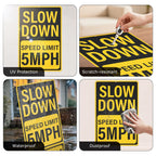 2 Pack Slow Down Speed Limit 5 MPH Signs 12 x 18 Inches Reflective Yellow