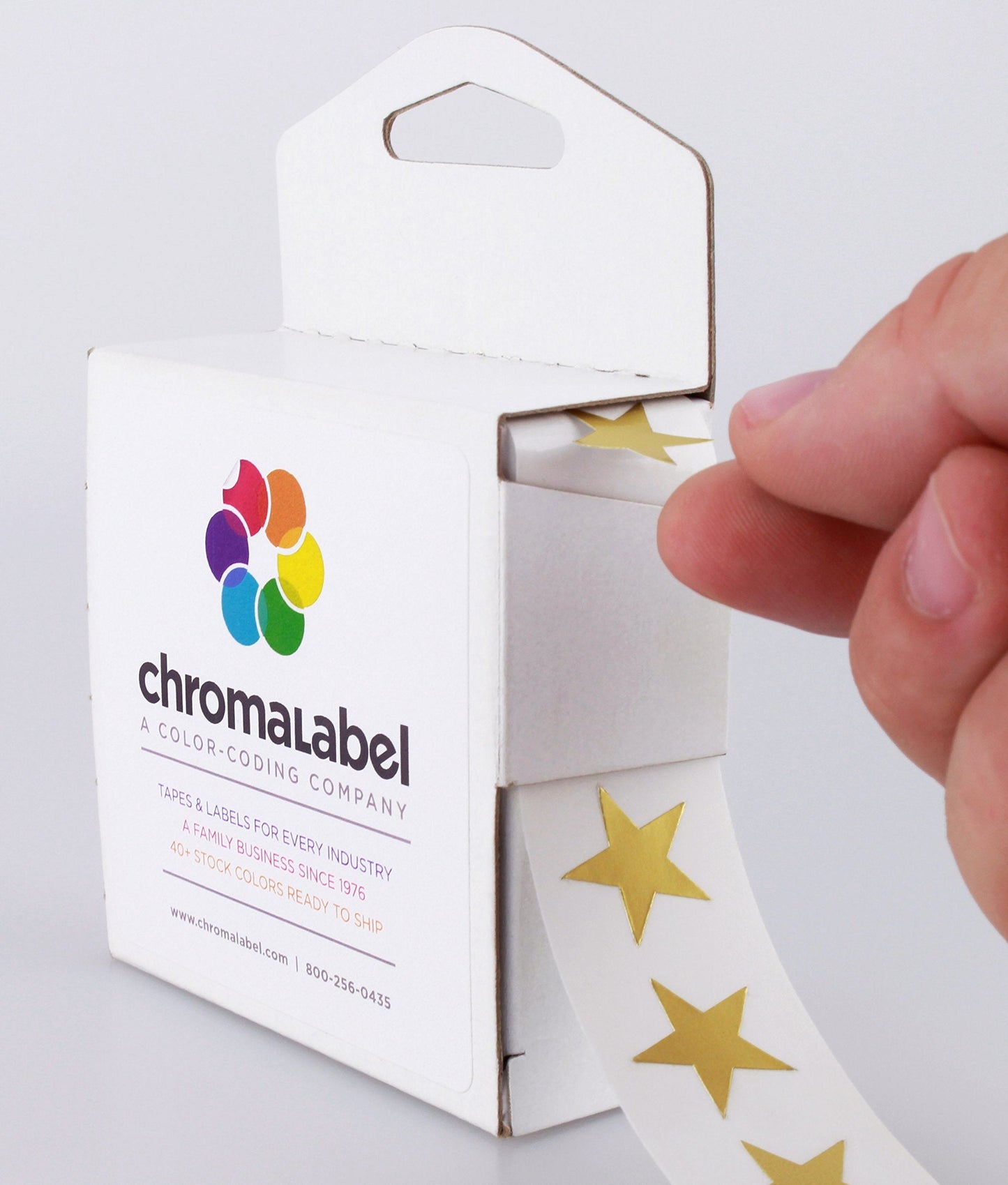 ChromaLabel 0.75 Inch Color Code Star Labels, 1000 Dispenser Box, Metallic Gold 3/4"