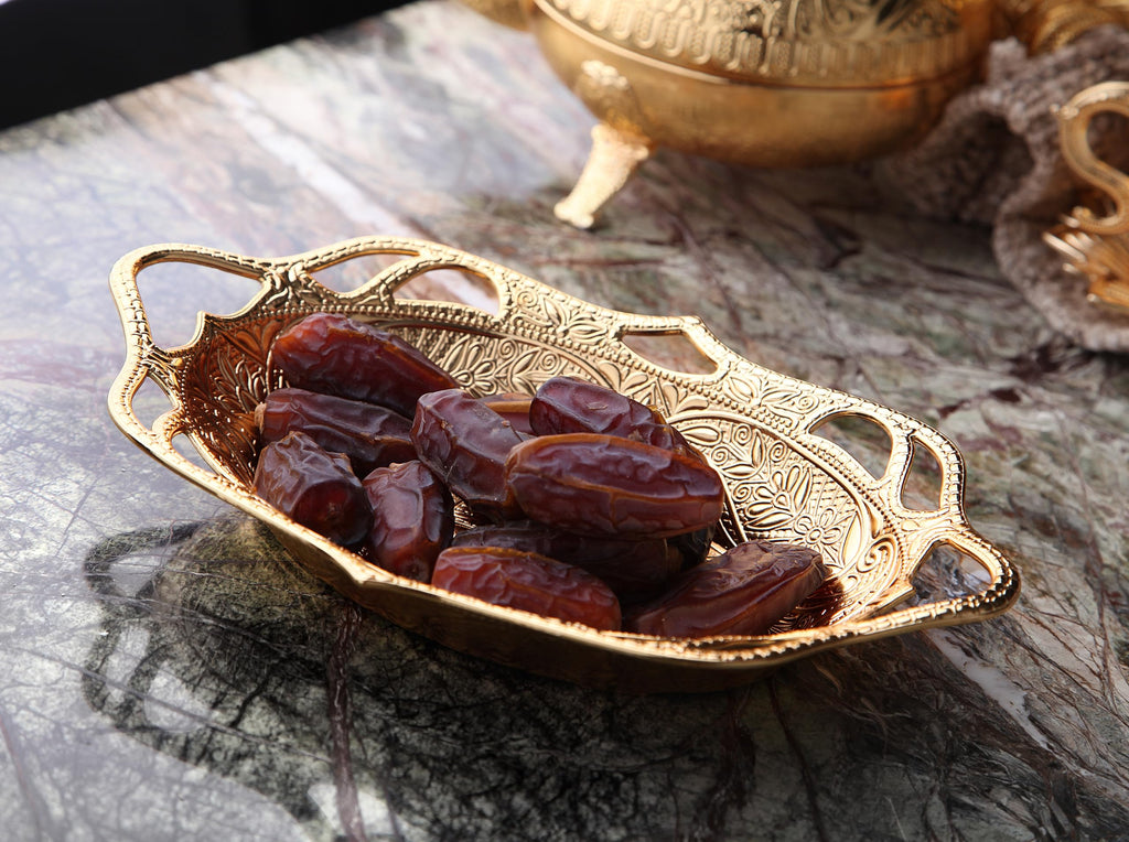 Alisveristime Arabic Serving Bowl, Metal Indian Candy Tray (Gold) Gold