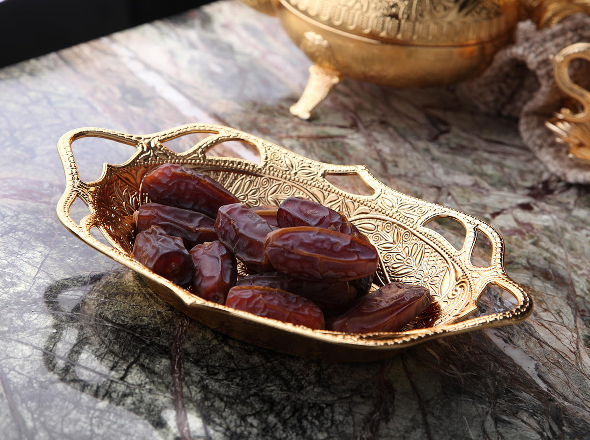 Alisveristime Arabic Serving Bowl, Metal Indian Candy Tray (Gold) Gold