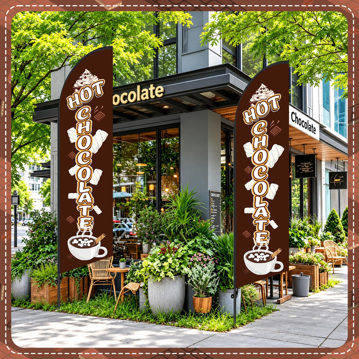 2 Pcs 11.2 FT Hot Chocolate Feather Flag Hot Chocolate Swooper Flag Only