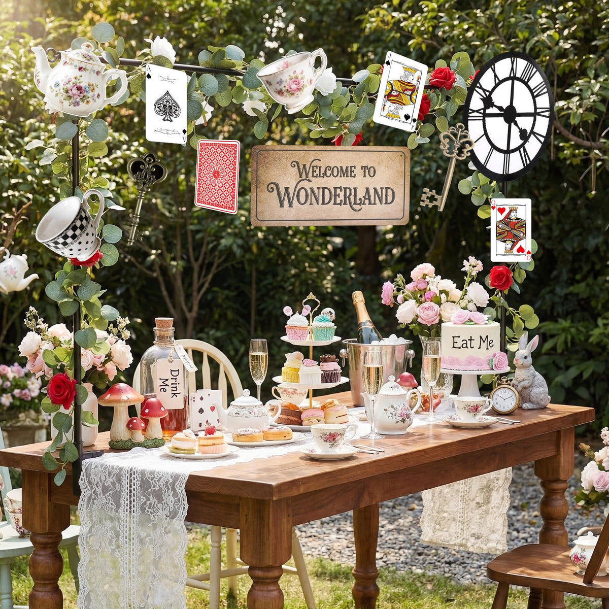 Yinkin 14 Set Wonderland Tea Party Decor Wonderland Photo Backdrop Ornament
