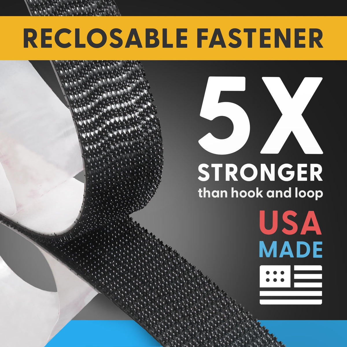 Industrial Strength - Black Indoor/Outdoor Adhesive Mounting Tape - Self Mating Reclosable Fastener Compatible with 3M SJ3550 / SJ3560 Dual Lock 20 INCH