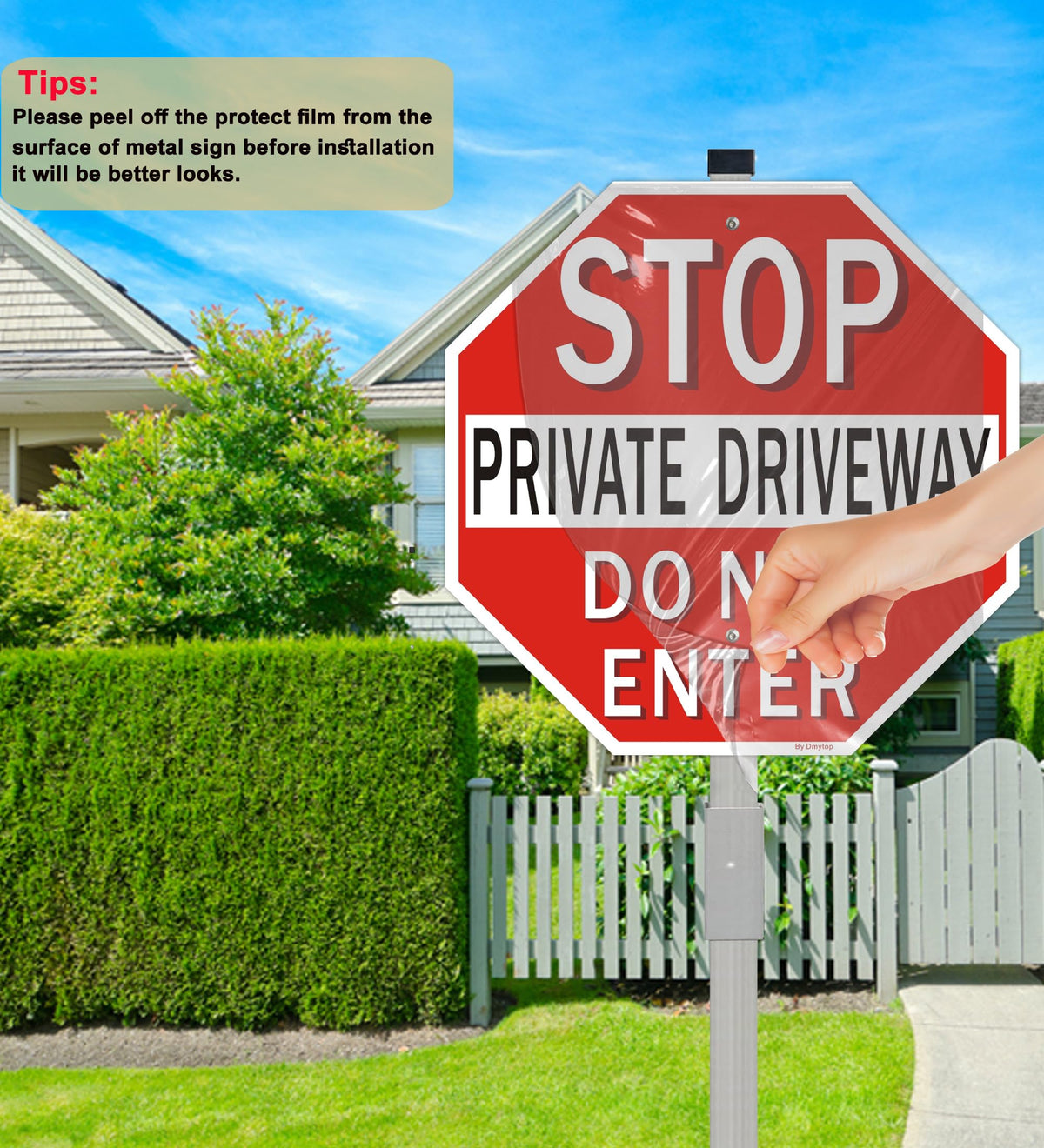Private Driveway Stop Sign with 36" Metal Stake, 12x12 Inches Do Not Enter Sign, Reflective Fade-Free Aluminum, 2 Pack 12 x 12“ - 2 Pack with stake