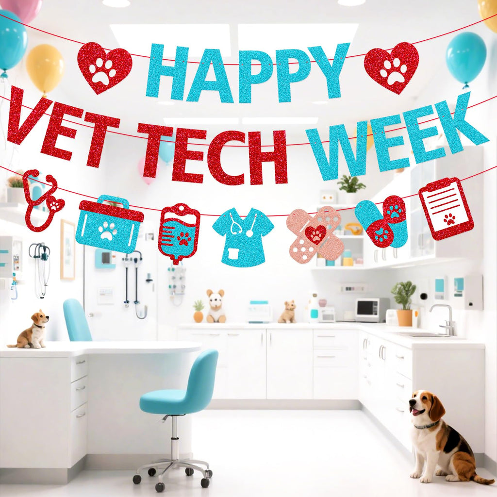 Happy Vet Tech Week Banner, Veterinary Technician Appreciation Decor