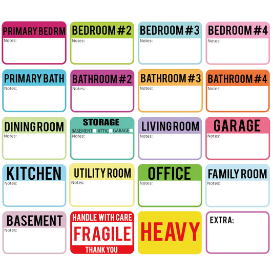 600 Pcs Moving Labels for Boxes, 3 x 2 Packing Labels for 3-4 Bedroom House, 20 Designs Including Fragile and Heavy Stickers