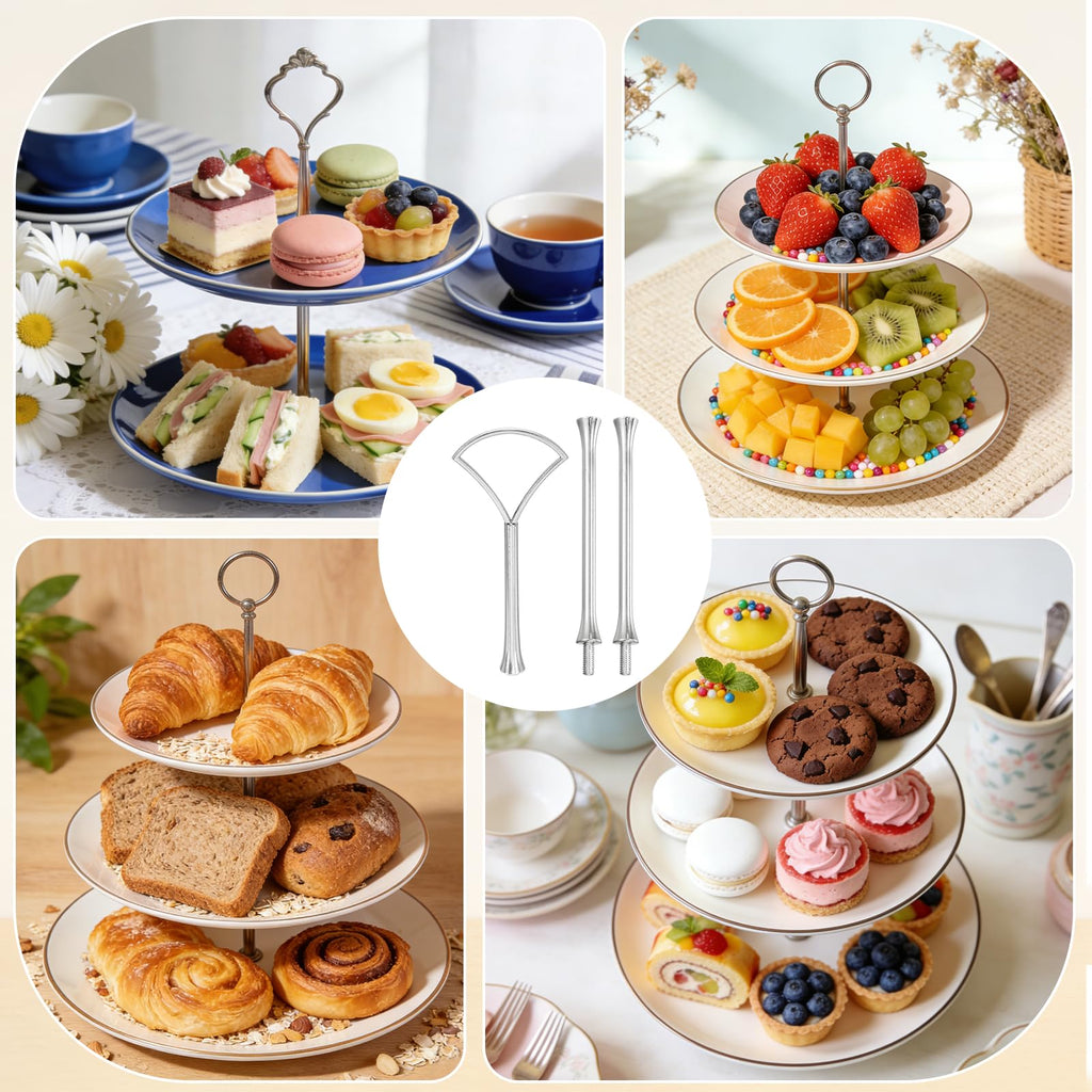 uxcell 1Set Cake Stand Hardware Kit 3 Tier Cupcake Stand Fittings Silver