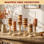Gerrii 3 Pcs Wooden Donut Stand for Dessert Table 19.5"/17"/14.6" Farmhouse Unfinished Wood Donut Holder Display Stacker Detachable Rustic Dessert Table Tower for Birthday Party (Wood, Brown)