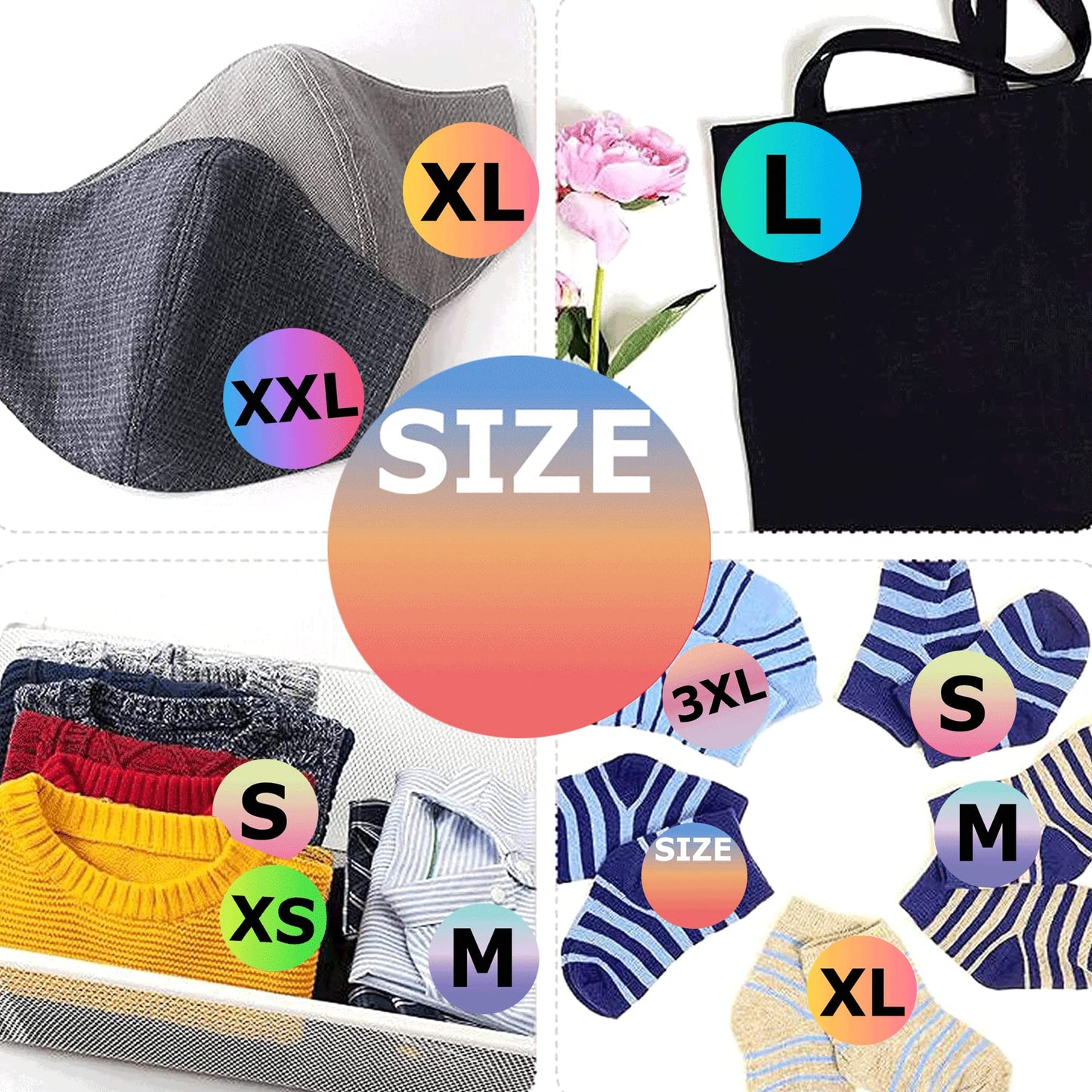 Clothing Size Stickers Labels Retail Shirt Size Stickers for Clothing 7/8'' Self Adhesive Size Stickers Color Coded Circle Size Labels 720Pcs T Shirts Trousers Skirt Retail Size Stickers (Round) round