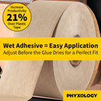 Ultra Durable Water-Activated Tape for Secure Packing. 2.75 in, 450 Ft Brown Kraft Gum Tape Provides Heavy Duty Adhesive for Packaging and Shipping. Fiberglass Reinforced for Extra Strong Bond. 1