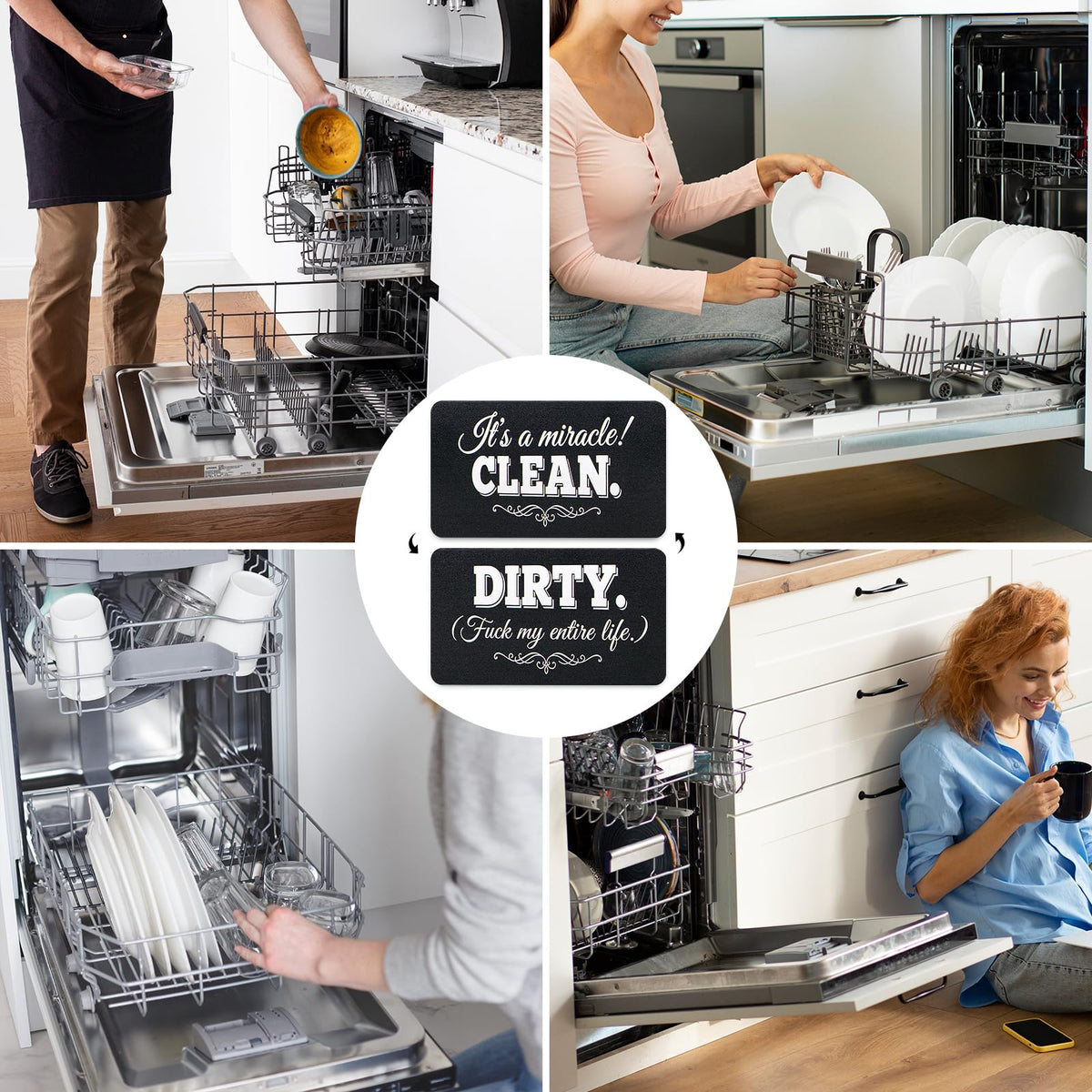 Dishwasher Magnet Clean Dirty Sign, Funny Kitchen Flip Indicator