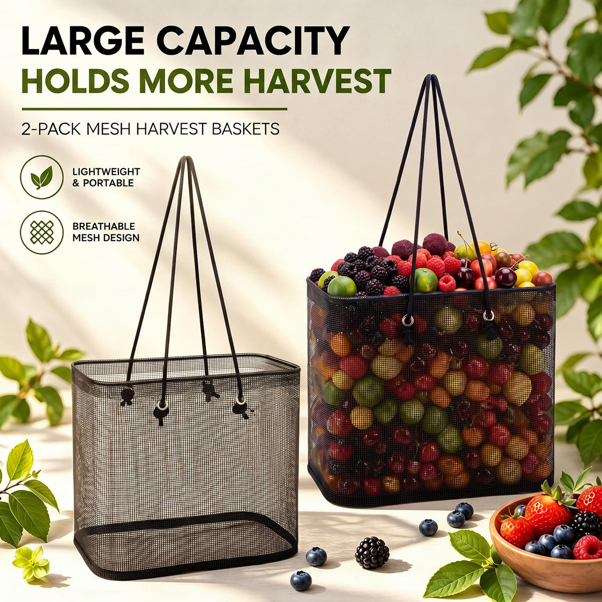 2 Pack Fall Berry Picking Basket Garden Harvest Basket