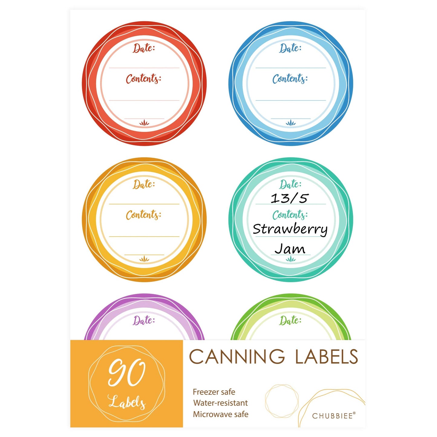 Mason Jar Lid Labels, Removable Canning Label, Waterproof Write-On Meal Prep Label for Food Container, Glass Bottle, Canned Jams, Preserve, Home & Kitchen Organization, 90 (Forest Streams) Forest Streams