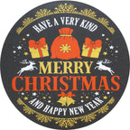 Merry Christmas and Happy New Year Stickers – 2.5 Inch Round Holiday Labels, Roll of 100 with 4 Festive Designs – Adhesive Circle Stickers, Made in The USA