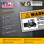 Forklift Traffic Warning Labels 5"x10" (Pack of 2) – ANSI Z535 Safety Decals, Heavy Duty Premium Vinyl, UV Laminated, Aggressive Adhesive, Warehouse & Industrial Forklift Hazard Signs - 5x10 2pc