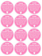 1.5inch 300pcs Pink Allergy Warning Sticker for Cake Shop,Restaurants