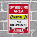 SmartSign “Construction Area - Keep Out, No Trespassing, 24 Hour Surveillance” Sign | 10" x 14" 3M Engineer Grade Reflective Aluminum, Made in USA 10" x 14"
