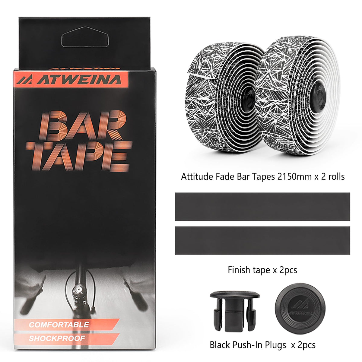 Attitude Fade Road Bike Handlebar Tape (2 Rolls) (Grey) | Material:Absorbing EVA Foam And Eco-Friendly PU;Non slip;Enhanced Grip;Comfortable Ride Grey