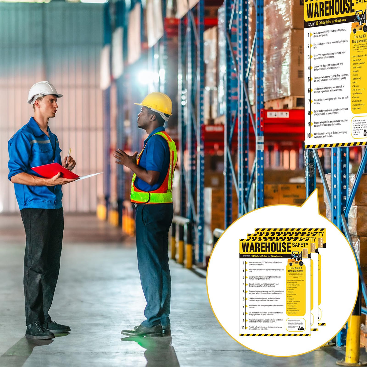 3 Pcs Workplace Safety Rules Poster, Warehouse