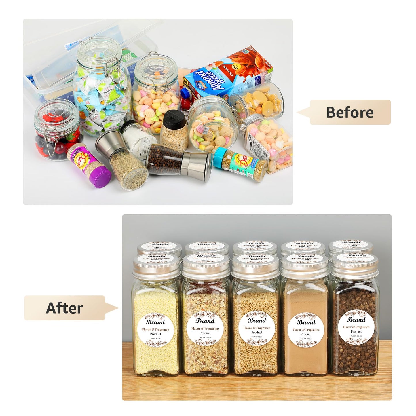 MaxGear 1200 Pcs Round Blank Labels for Spice Jars, 1.3 Inch Washable Write-On, Removable No Residue Adhesive Stickers for Kitchen Organization, Pantry Storage and Containers 1.3"