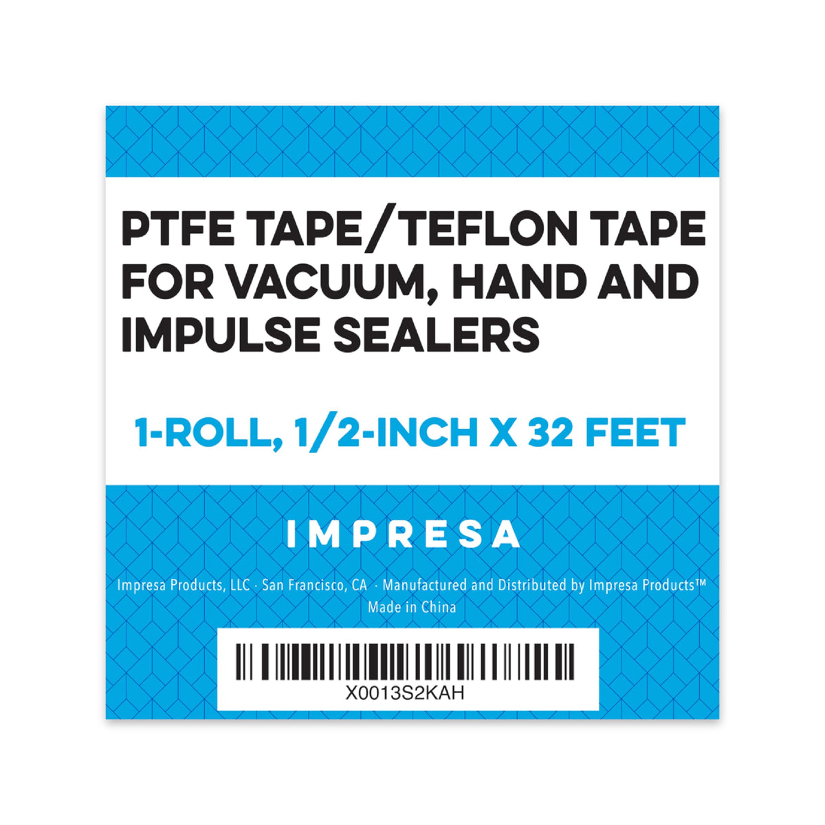 Impresa PTFE Teflon Heat Seal Tape - Replaces Strips & Vacuum Seal Tape - Barrier & Vac-Pack Heat Strip Replacement - Fits Impulse & Vacuum Models - 1/2 in x 30 Ft, 1 Piece