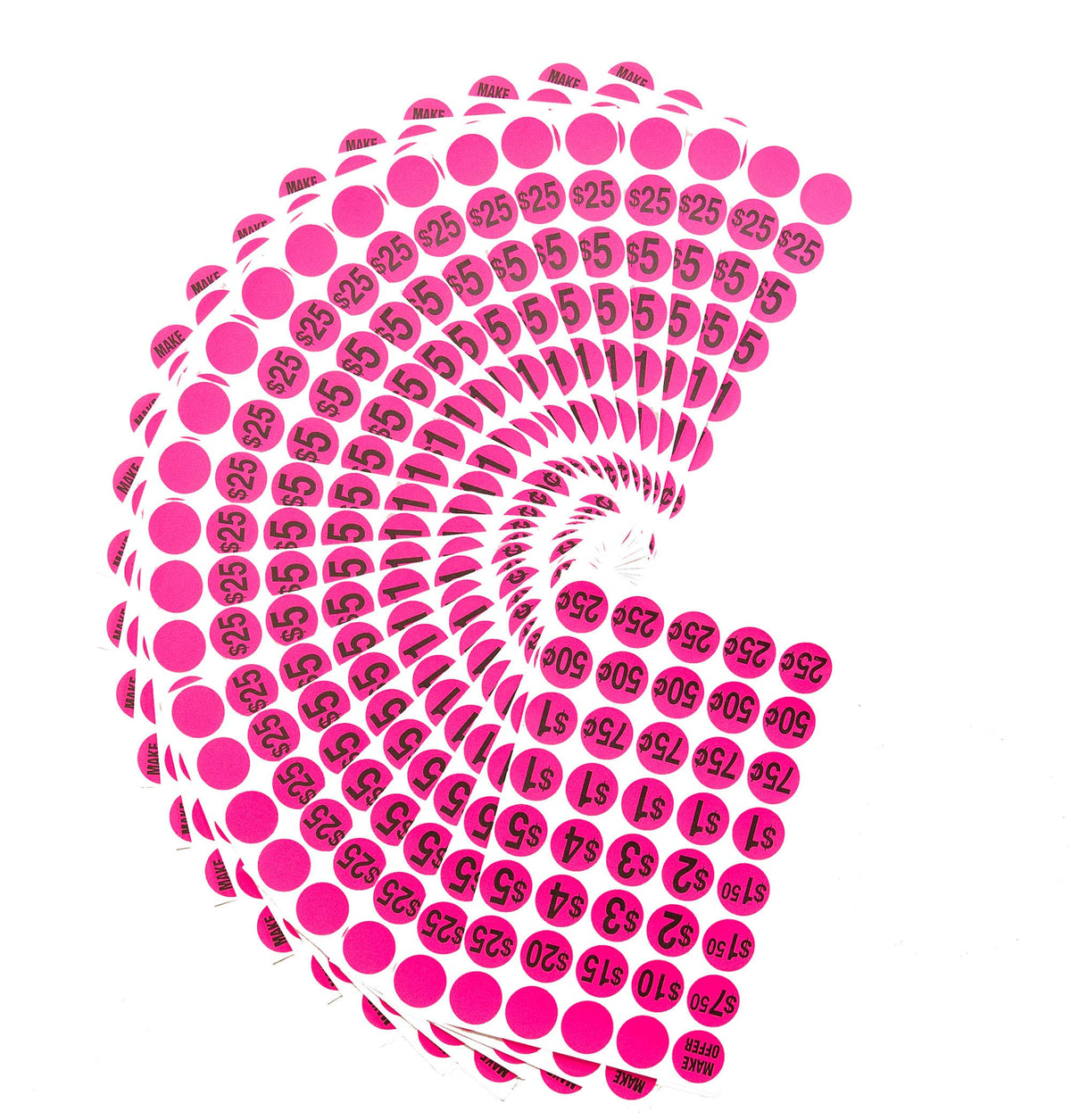 Sunburst Systems 7035 pink priced garage sale stickers, 1,000 pre-printed labels for marking prices on merchandise.