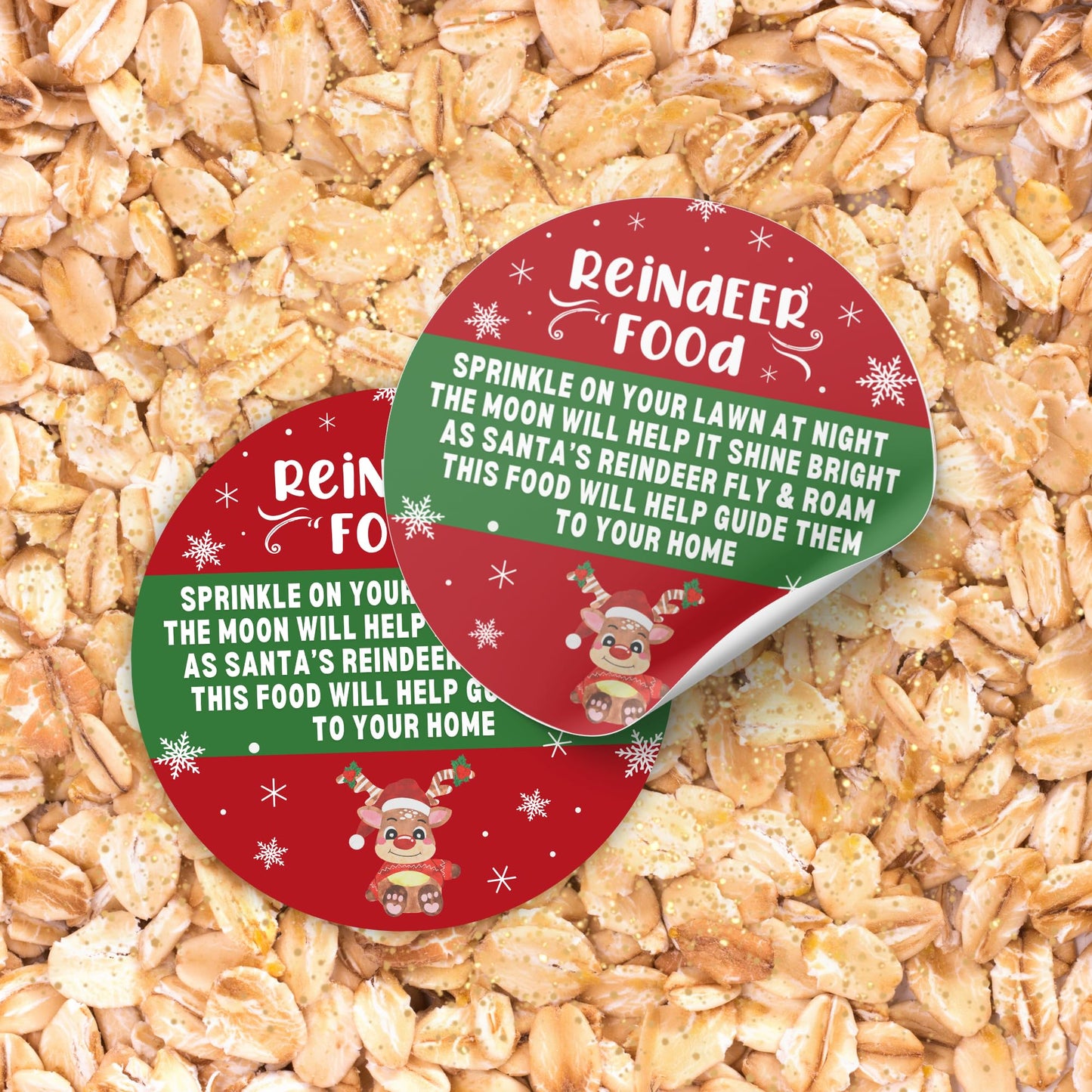 Magic Reindeer Food Holiday Sticker Tags | 40 Pack 2” Circle Label Stickers Santa Christmas DIY Baggies Poem Elf Making Kit Tradition Bulk REd Snowflake Treat Labels